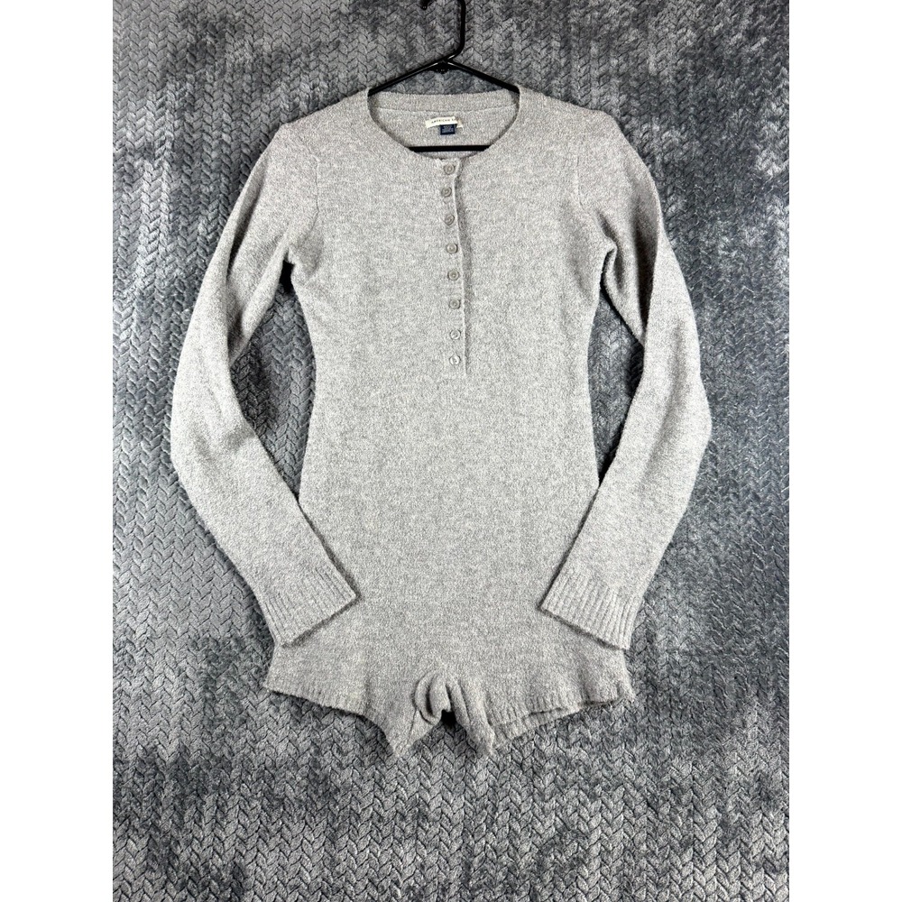 American Eagle Outfitters Henley Romper Womens‎ Small Heather Gray Ribbed Lounge